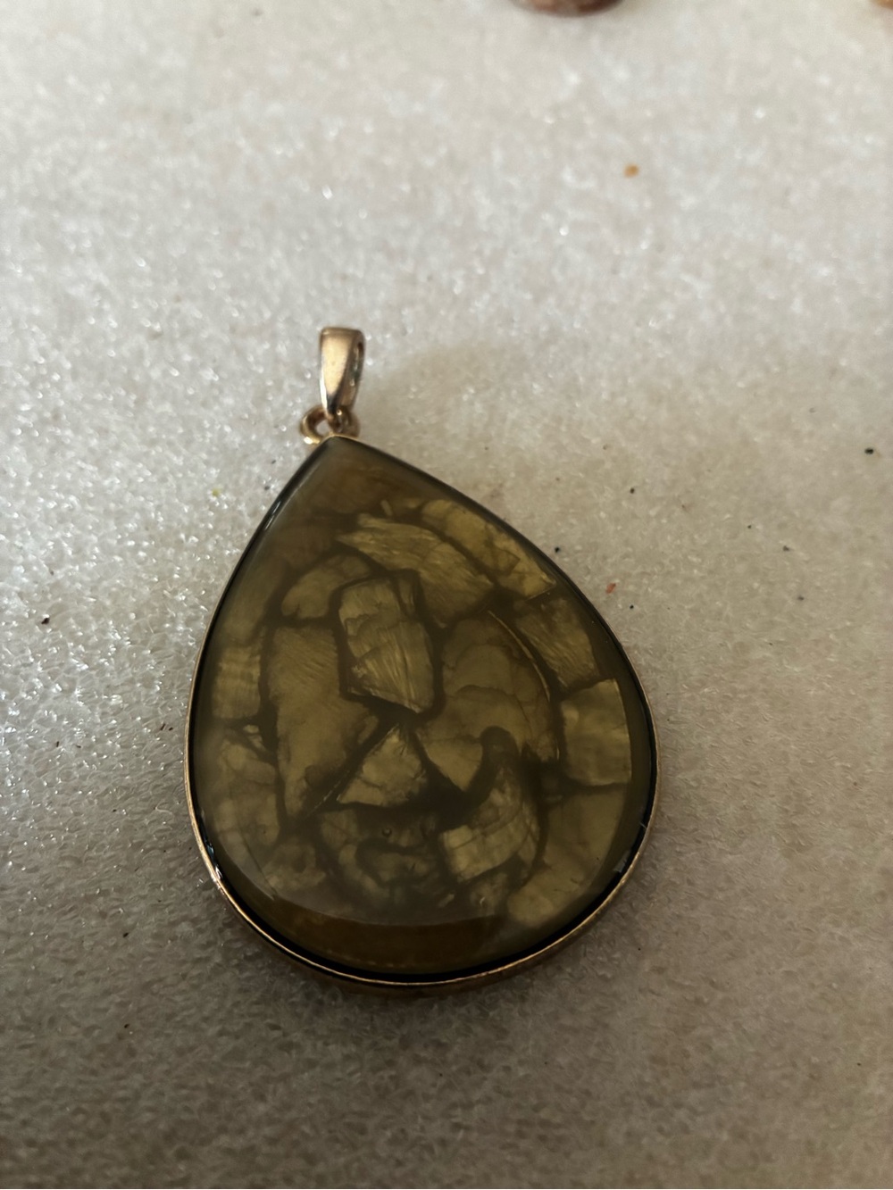 Teardrop Olive Resin Pendant Necklace - Elegant Women’s Jewelry
